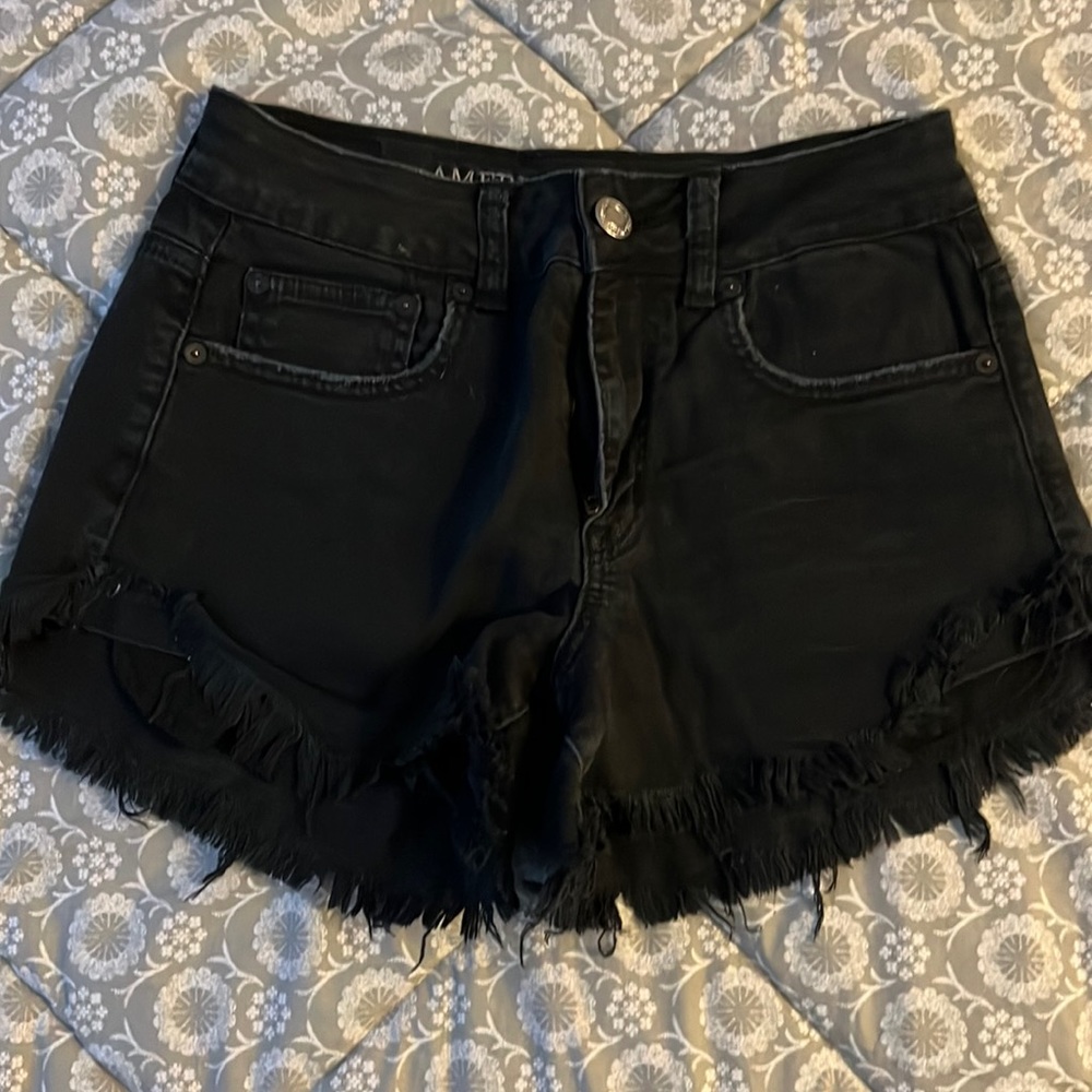 American eagle black denim shorts
